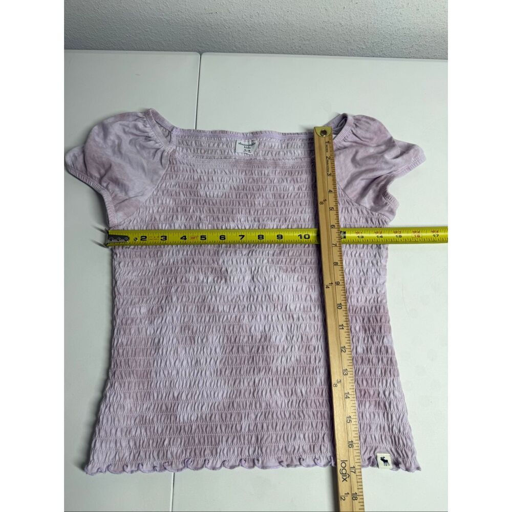 Abercrombie Kids Girls Smocked Puff Sleeve Top Sz15/16 Light Pink Stretch Shirt - Picture 5 of 9